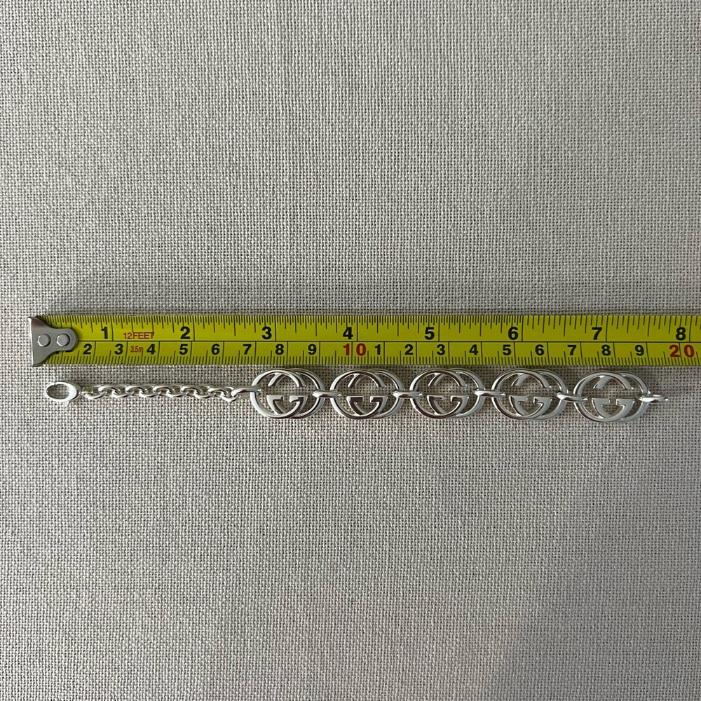 NIB GUCCI 925 Sterling Silver Interlocking GG Britt Bracelet - Picture 11 of 11